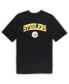 ფოტო #2 პროდუქტის Men's Black and Heather Gray Pittsburgh Steelers Big and Tall T-shirt and Pants Sleep Set