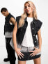 Фото #2 товара Calvin Klein Jeans Unisex oversized denim vest in black ombre dye - exclusive to ASOS