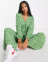 Фото #4 товара Glamorous Petite v-neck button front jumpsuit in green mini daisy print