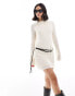 Фото #1 товара ASOS DESIGN crochet flared sleeve mini dress with belt in cream