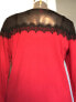 Фото #3 товара Vince Camuto Sheer Yoke Long Sleeve Sweater Lace Trim Red Black Size M
