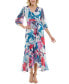 Фото #1 товара Women's Floral-Print Surplice-Neck Chiffon Maxi Dress