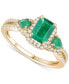 Фото #1 товара Кольцо Macy's Emerald & Diamond 14k Gold