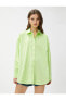 Gömlek Yaka Düz Yeşil Kadın Gömlek 3sak60011pw