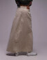 Topshop denim low slung maxi skirt in sand