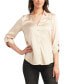 ფოტო #3 პროდუქტის Juniors' Satin Roll-Tab-Sleeve Button-Down Blouse