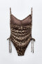 Animal print tulle swimsuit