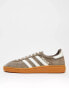 adidas Originals Handball Spezial trainers in yellow and pink with gum sole