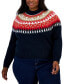 ფოტო #1 პროდუქტის Plus Size Half Snowflake Raglan Sweater