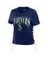 Women's Navy Seattle Mariners Side Lace-Up Cropped T-shirt