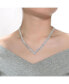 ფოტო #2 პროდუქტის Sterling Silver with White Gold Plated Clear Round Cubic Zirconia Cluster Arrow Head Style Necklace