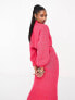 Фото #5 товара Aria Cove ribbed roll neck cropped jumper with volume sleeve co-ord in pink