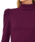 Фото #3 товара Women's Puff-Shoulder Long-Sleeve Turtleneck Top