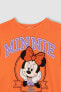 Kız Çocuk Disney Mickey & Minnie Crop Bisiklet Yaka Sweatshirt