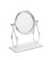 Table Mirror with Leaf Design Border and Marble Base, 4" x 14"