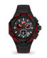 ფოტო #1 პროდუქტის Men's Quartz Black Genuine Leather Watch 49mm