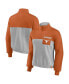 ფოტო #2 პროდუქტის Women's Texas Orange, Heathered Gray Texas Longhorns Sideline to Sideline Colorblock Quarter-Zip Jacket