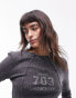 Фото #6 товара Topshop graphic acid wash 307 long sleeve top in washed black