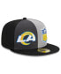Фото #2 товара Men's Gray, Black Los Angeles Rams 2023 Sideline 59FIFTY Fitted Hat
