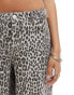 Pull&Bear longline denim short in leopard print