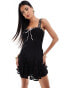 Love Triangle lace mini dress with ribbon detail in black and pink Черный, 38 - фото #2