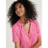 Фото #3 товара 2Pcs Joyspun Women Knit Short Sleeve Notch Collar Top & Capri Pajama Set XL Pink