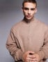 Фото #1 товара ASOS DESIGN premium heavyweight oversized quarter zip sweatshirt 400gsm in beige