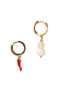 ფოტო #1 პროდუქტის 18K Gold Plated Freshwater Pearls with Red Hot Enamel Chili Pendant - Hot Chilli Earrings For Women