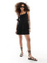 ASOS DESIGN seamed mini tennis sundress in black