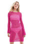 Threadbare crochet mini dress in hot pink Розовый, 42 - фото #2