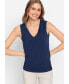 Women's Cotton Blend Sleeveless V-Neck Shell Синий, 4 - фото #4