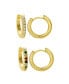 14K Gold-Plated Set of Plain and Rainbow Huggie Hoop Earrings