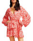 Фото #1 товара Ramy Brook 303515 Jolie Floral Long Sleeve Linen Dress Punch Combo Size Small