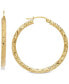 ფოტო #1 პროდუქტის Textured Hoop Earrings in 14k Gold, 1 3/8 inch