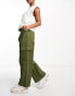 Фото #4 товара River Island Petite straight leg cargo utility trouser in khaki