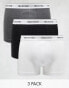 Selected Homme 3 pack trunks in black white grey with waistband weiß, XL - фото #1