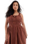 Фото #1 товара ASOS DESIGN Curve wide strap channel waist midi sundress in chocolate