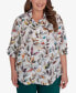 Фото #1 товара Plus Size Classic Watercolor Leaf Button Front Top