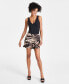 Фото #1 товара Women's Marble-Print Ruffled Crossover-Hem Skort, Created for Macy's