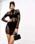 Фото #2 товара Simmi lace and velvet mini dress in black