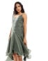 Фото #2 товара ASOS DESIGN organza v neck cami swing midi dress with high low hem