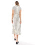 Фото #4 товара ASOS DESIGN short sleeve button through midi dress in white stripe