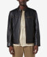 Фото #1 товара Men's Caruso Leather Racer Jacket with Distressed Seaming