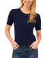 ფოტო #1 პროდუქტის Women's Cotton Cable-Knit Short-Sleeve Sweater