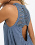 Фото #2 товара ASOS DESIGN sleeveless crochet neck mini dress in washed blue