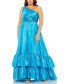 ფოტო #5 პროდუქტის Women's Plus Size One Shoulder Asymmetrical Ruffle Hem Gown