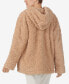 Фото #2 товара Women's Hooded Fleece Button-Front Bed Jacket