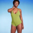 Фото #2 товара Women's Wide Ribbed Ring Medium Coverage One Piece Swimsuit - Kona Sol Green XS