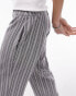 Фото #6 товара Topshop stripe low slung linen trousers in multi