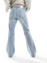 Stradivarius flare straight jean with rips in light wash